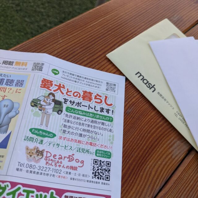 .​3月上旬発行の新聞折込広告紙『ハナビ』と、地域情報マガジン『karatunami』に、DearDogの情報を掲載していただきました。
​実は、発行元のmashさんは、私が母親になる前、
十数年前に勤めていた会社でもあります。
年月を経て、今度はこうして事業を支えていただく形で再びお世話になるとは、感慨深いものがあります。
当時と変わらぬ丁寧なご対応に、改めて心強さを感じました。
打ち合わせ中も「あの頃は唐津にもたくさん飲食店があったね!」と、懐かしい思い出話に花が咲き、とても温かい時間となりました。🙂
​これまではInstagramでの発信が中心でしたが、今のDearDogにとって、紙媒体の持つ力や、地元の事業者さま、起業家の皆さま、そして地域の方々と直接繋がりを持つことは欠かせないプロセスだと感じています。

​子供たちがまだ未成年ということもあり、動ける時間や活動内容には限りがありますが、こうして繋がってくださる方、応援してくださる、ご協力下さる方々がいる限り、一歩ずつ精一杯取り組んでいきたいと思っています。
​今後とも、DearDogをどうぞよろしくお願いいたします。🙂

#わんちゃんの施設deardog 
#老犬介護施設deardog
#呼子
#唐津
#プロセス