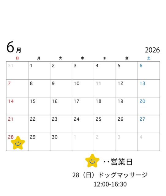 .🏡
6月施設オープン日です🗓️🐾

6月は長男の進路相談や次男の高校受験
愛犬の手術など家庭の都合により28（日）のみ営業となります！
急に暑くなりましたが皆さま、ご自愛ください😣

5/28（日）ドッグマッサージの日🐾🍀
12:00-16:30

お忙しい飼い主様に代わって
わんちゃんのお世話サポート致します。
お困りごとなど気軽にご相談ください。

DearDogでの
一時預かりやお泊まりご利用の際は施設利用規約兼同意書のサインが必要となります。規約兼同意書は郵送もしくはデーターをお送り致します。
お預かり当日にご持参頂くかたちになります。

🕰️9:00〜17:00

ご予約方法
🟡✉️インスタDMへメッセージ

🟡公式LINE→@701sifja

🟡☎️080-3227-1102

場所:佐賀県唐津市呼子町呼子
（詳しい住所は追ってお知らせいたします。）

#呼子
#犬の一時預かり
#犬の託児所　
#犬の介護サービス 
#老犬

呼子のイカ
呼子観光　犬の預かり 
佐賀県　唐津市　からつ
唐津犬介護　犬の介護
犬の認知症　介護うつ
犬のいる暮らし  犬と暮らす
わんちゃん　ドッグラン